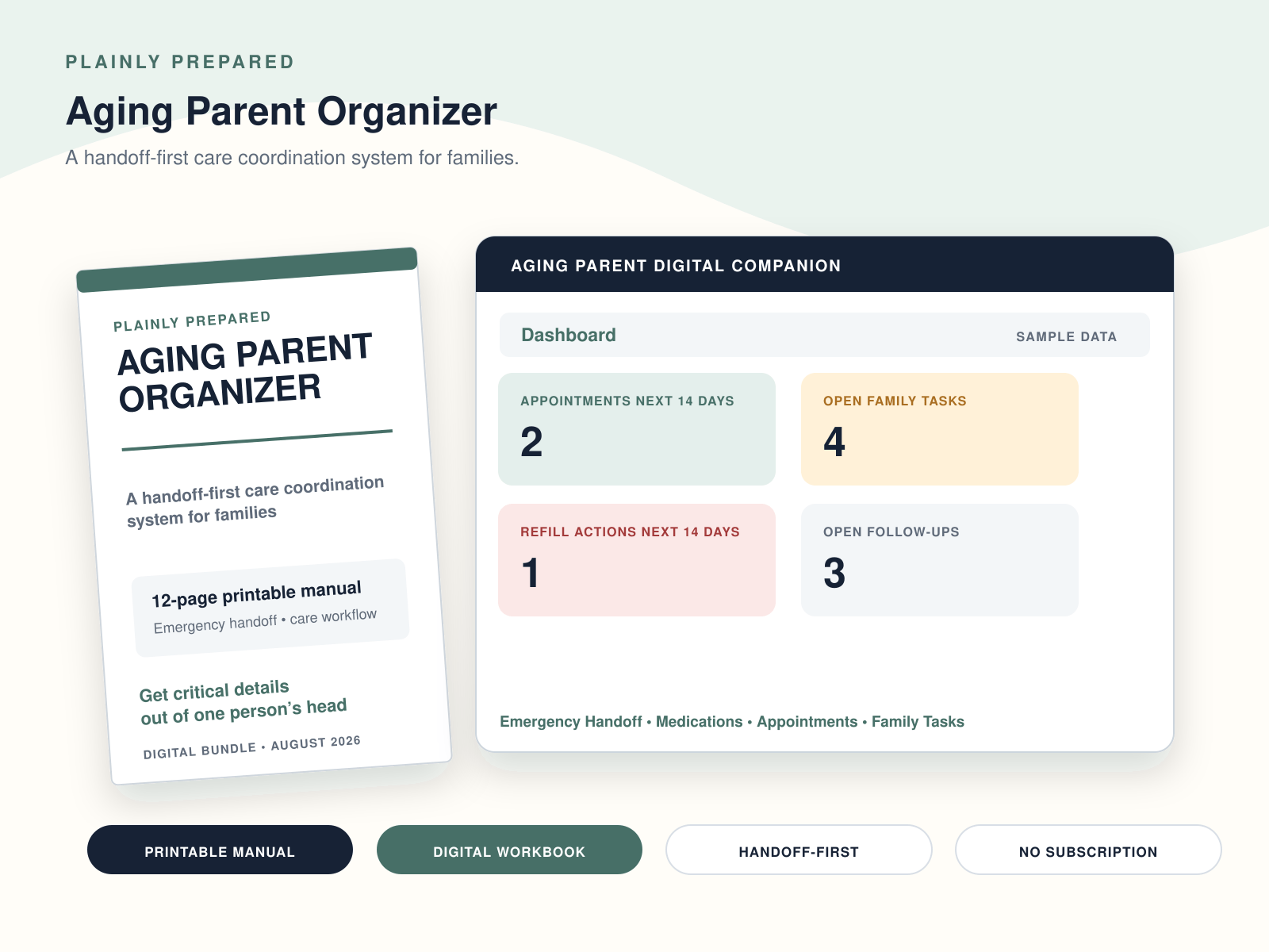 Aging Parent Organizer printable manual and digital workbook